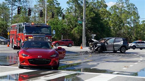 Two Injured In A Crash In Collier County One Vehicle Catches Fire