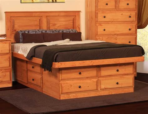 Queen Platform Storage Bed Modern Twin Design Collection Solid Wood