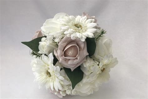 Small Artificial Wedding Flowers Bridesmaid Bouquet Posy Gerbera Greenery