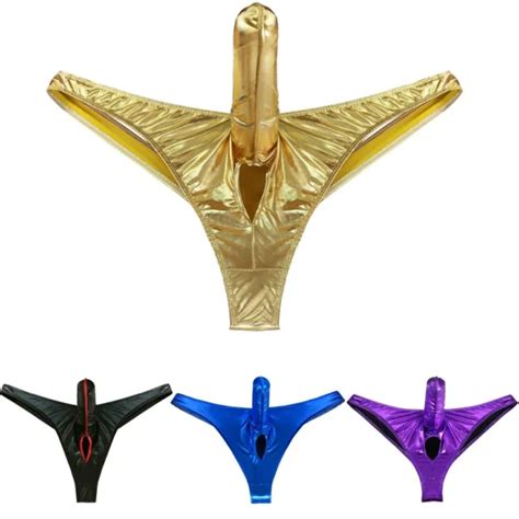 Sexy Mens Shiny Bulge Pouch Open Penis Hole T Back G String Thongs Underwear Picclick Uk