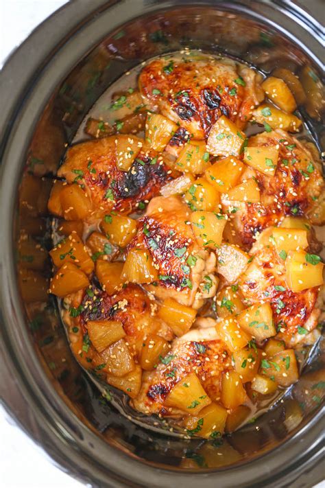 Add pineapple juice, lime juice, cilantro and lime peel and process until blended. The Slow Cooker Pineapple Chicken That You'll Never Stop ...