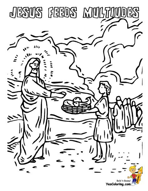 jesus feeds 5000 coloring page printable coloring pages