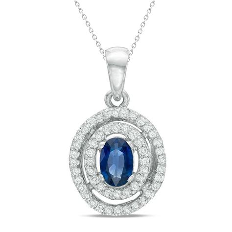 Circle Style Sri Lanka Sapphire Diamond Pendant Necklace 4 Ct Wg 14k