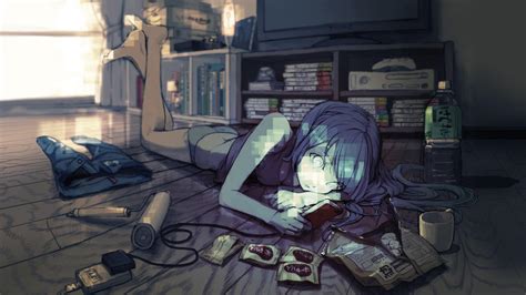 Anime Girl Playing Video Games