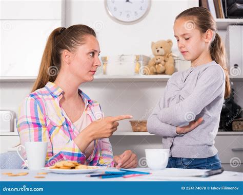 Young Mother Scolding Her Daughter Stock Photo Image Of Conflict