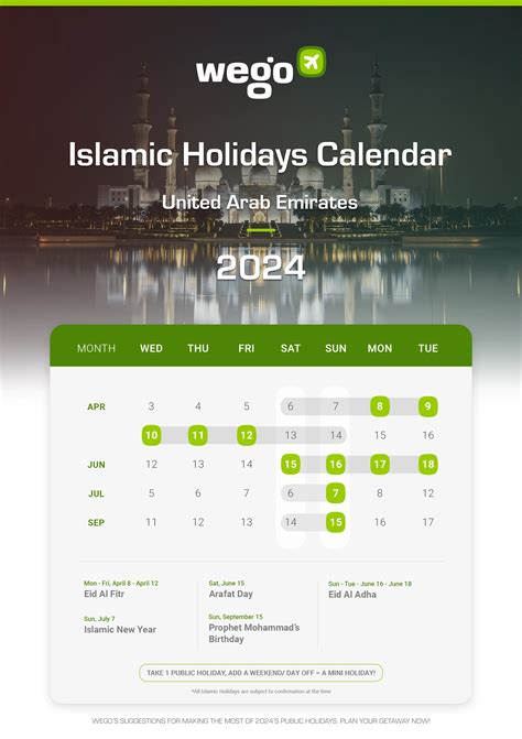 Uae Islamic Holidays Calendar 2024 Eid Al Fitr Eid Al Adha Hijri New