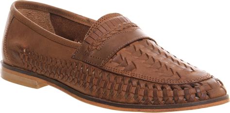 Top Brand Mens Bow Weave Slip On Shoes Tan Brown Leather Uk 6 Amazon