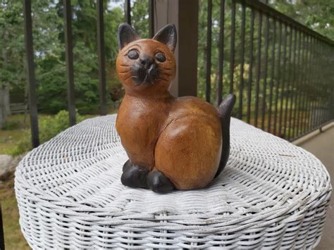 Huge Collection Of Wood Cat Figurineswooden Cat Etsy