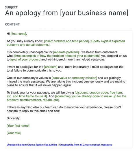 Business Apology Email Example For Customer Service A Personalized Template