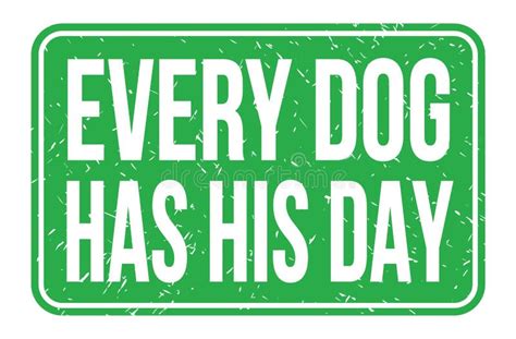 Every Dog Has His Day Words On Green Rectangle Stamp Sign Stock