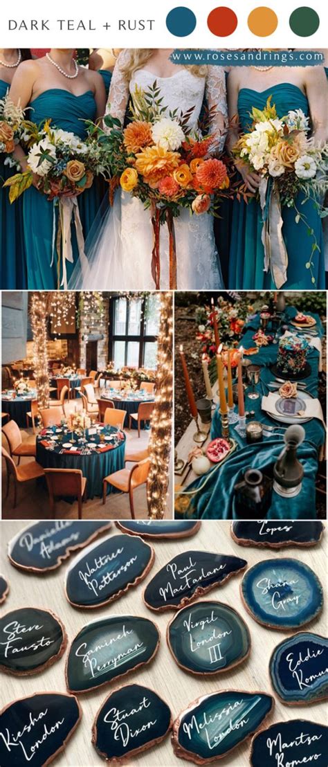 Dark Teal And Rust Fall Wedding Color Ideas For 2024