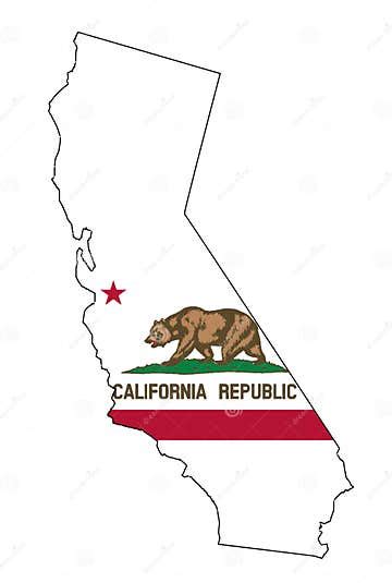 mapa y bandera del esquema del estado de california ilustración del vector ilustración de