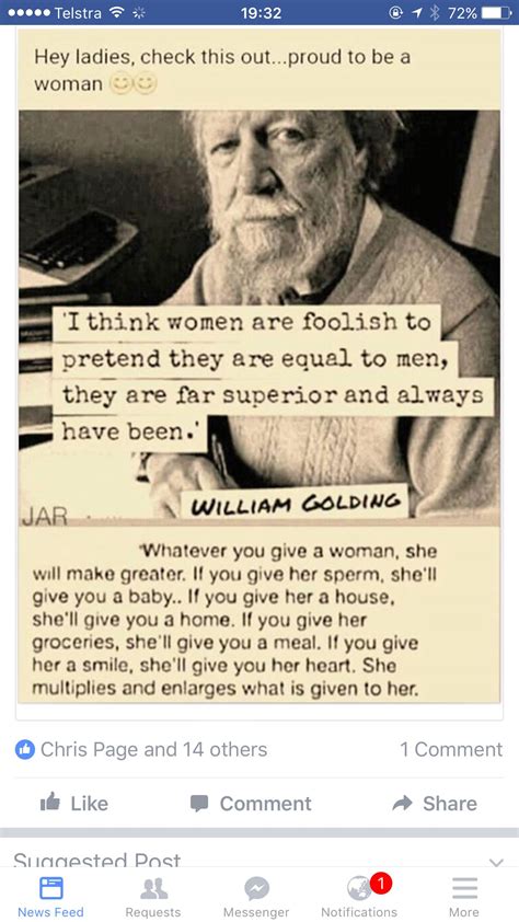Women Superior To Men William Golding Woman Quotes Quotes To Live By