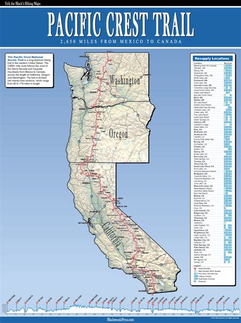 A Map Of The Pacific Crest Trail In Washington And Oregon With