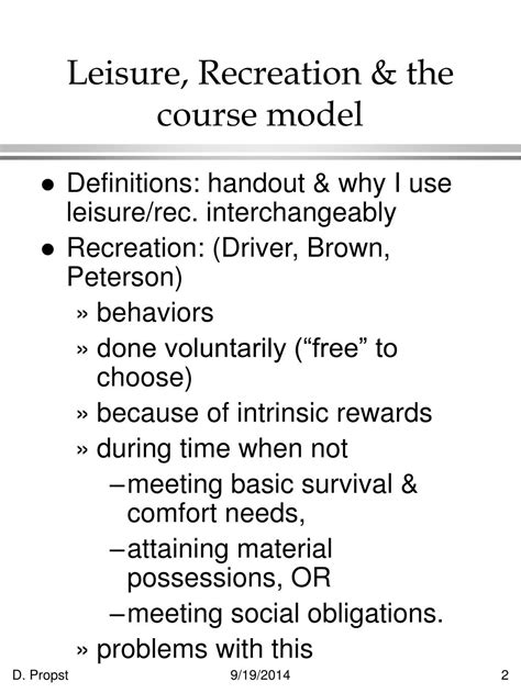 Ppt 4 Leisure Recreation And The Course Model Powerpoint Presentation