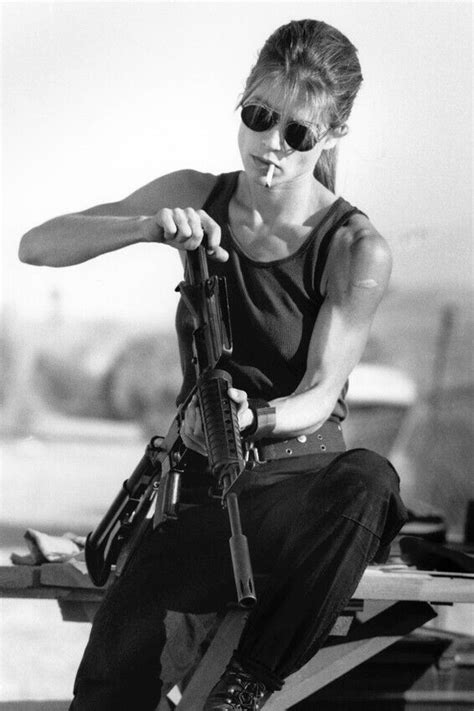 Terminator Linda Hamilton As Sarah Connor With Cigarette Loading Gun Poster EBay