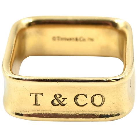 Tiffany And Co 1837 18 Karat Yellow Gold Square Ring At 1stdibs