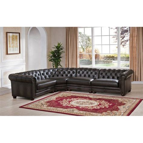 Amax Leather Madison Top Grain Leather 4 Piece Sectional Leather