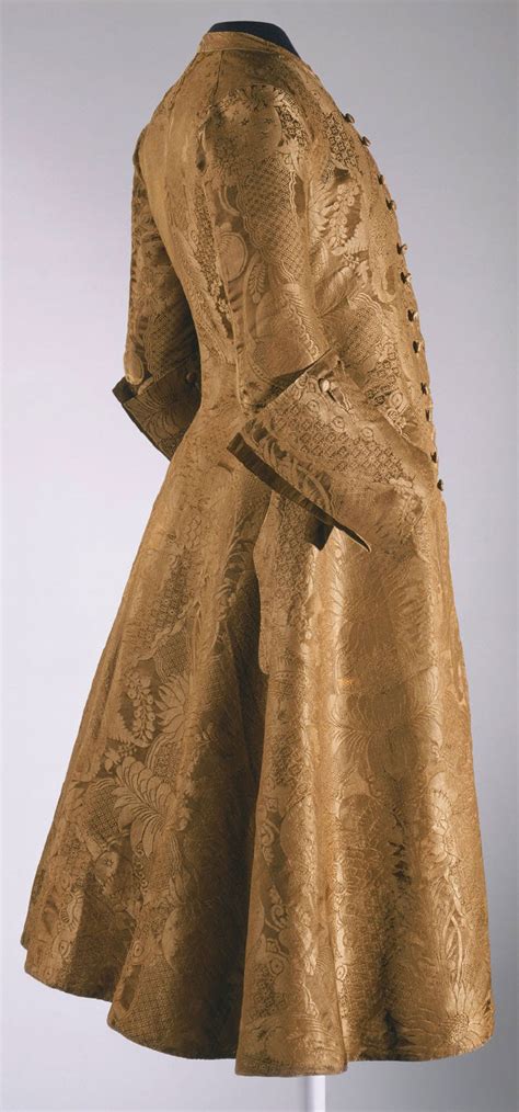 Coat England C 1730 1740 Golden Silk Damask Probably Banyan