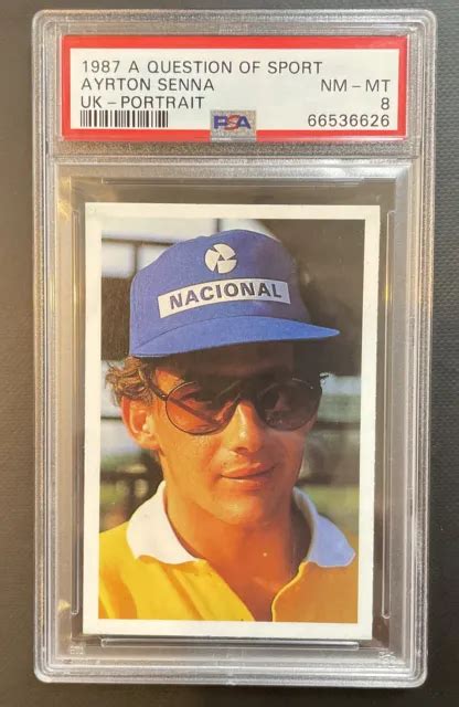 1987 Question Of Sport Formula F1 Ayrton Senna Uk Portrait Mint Psa 8