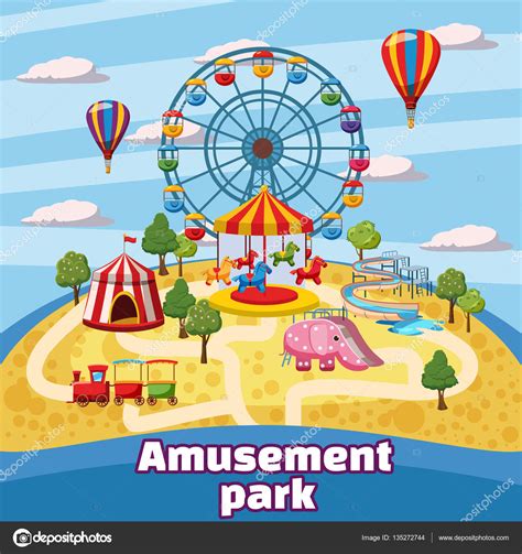 Amusement Park Concept Cartoon Style Stock Vector Image By ©ylivdesign