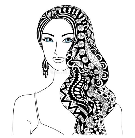 I sketched this yesterday and she had an afro but i kept seeing her with a turban on instead. Zentangle Sexy Di Disegno Della Donna Illustrazione ...