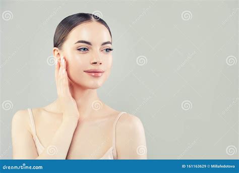 Young Beautiful Face Pretty Woman With Clear Skin Stock Image Image