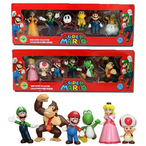 Short Skirt6pcs Super Mario Bros Action Figure Toys Luigi Yoshi