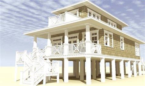 Wonderful Narrow Lot Beach House Plans Pilings Coastal Home Plans