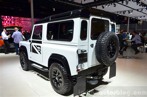 Land rover defender 110 limited adventure edtion powered by ls3 6.2l â· yulong white exterior â· santorini contrast front grill bonnet roof rear door wheel arches and. Land Rover Defender Black Pack - Paris 2014 Live
