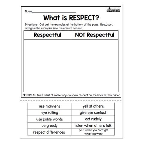 1st And 2nd Grade Social Emotional Learning Respect Unit Sort