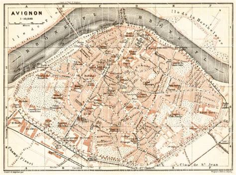 Avignon is one of the biggest cities of france country. Old map of Avignon in 1902. Buy vintage map replica poster print or download picture