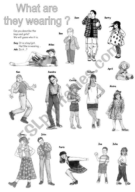 What Are They Wearing ESL Worksheet By Marylin