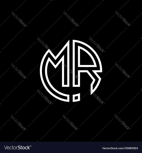 Mr Monogram Logo Circle Ribbon Style Outline Vector Image