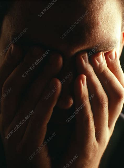Stressed Or Depressed Man Holds His Eyes Stock Image M2450524