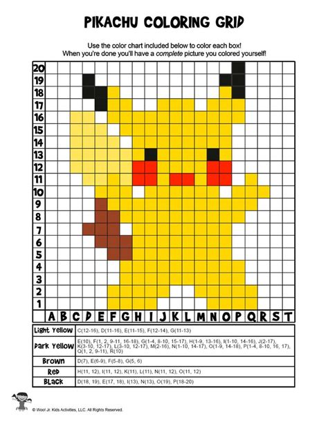 Pokemon Coloring Grids Pikachu Answer Key Woo Jr Kids Activities