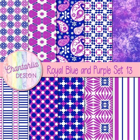 Free Royal Blue And Purple Digital Papers With Patterned Designs