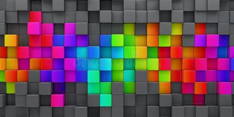 Rainbow Of Colorful Blocks Abstract Background Stock Illustration