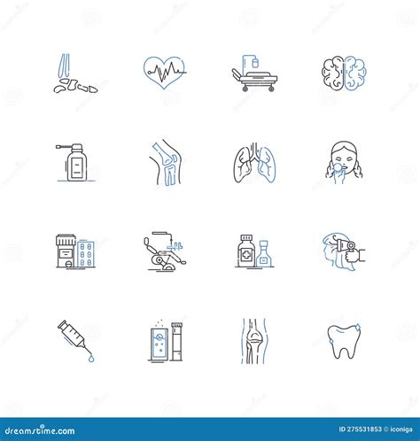 Medical Station Line Icons Collection Healthcare Clinic Treatment