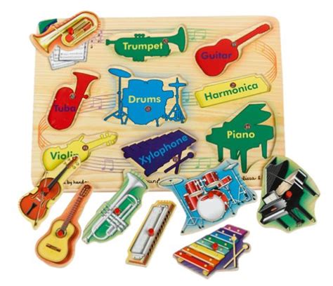 Melissa And Doug Musical Instruments Sound Puzzle Wooden Peg Puzzle 8