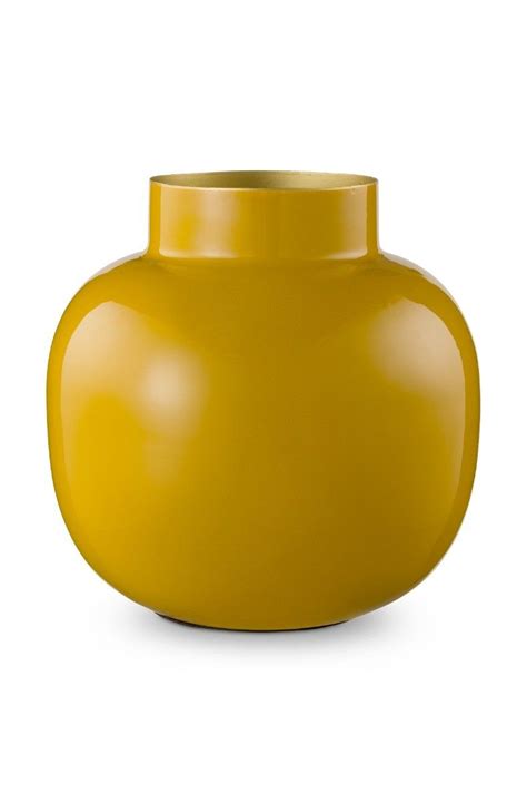 Round Metal Vase Yellow 25 Cm Pip Studio The Official Website