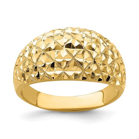Aa Jewels Solid 14k Yellow Gold Marquise Diamond Cut Pattern Dome