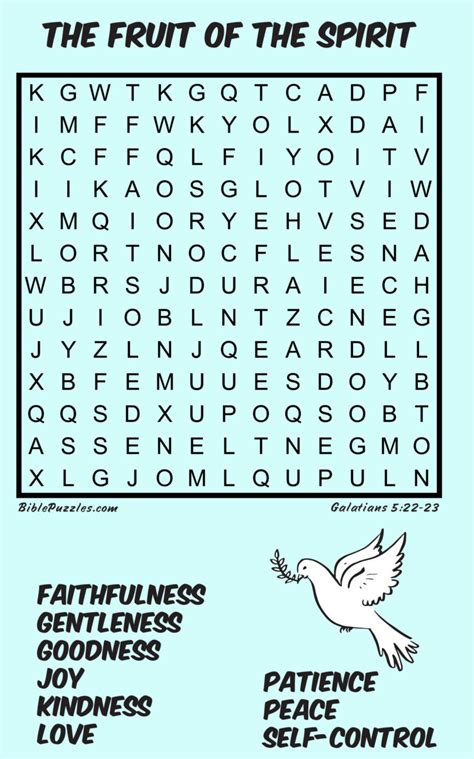 The Fruit Of The Spirit Word Search Hope Community Church Of Lowell