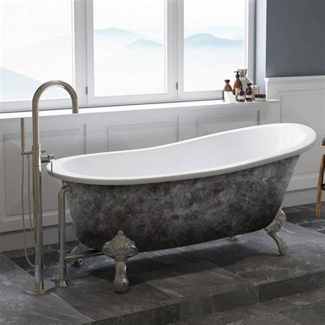 These are our best tips and tricks for how to find and refinish an old cast iron clawfoot tub on the cheap. 67 inch Cast Iron Slipper Clawfoot Tub "Scorched Platinum ...