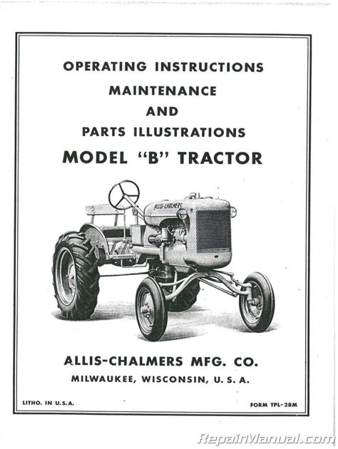 Allis Chalmers Model B Tractor Operators Manual Serial