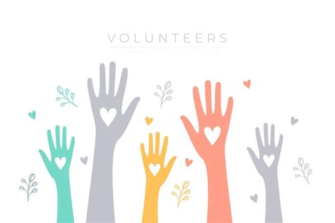 Free Vector Colorful Volunteers Solidarity Team Hand Up With Love