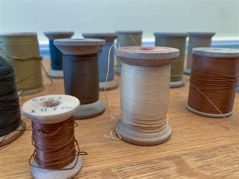 Vintage collection of 18 wooden thread spools, glove thread, The ...