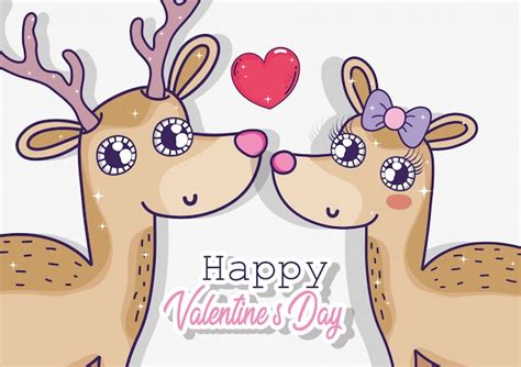 Valentine Day Deer Cards Collection Vector Free Download