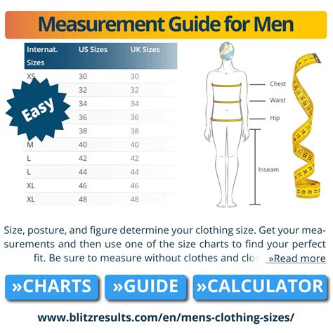 Men S Size Charts Conversions Pants Shirts Waist Chest 2022
