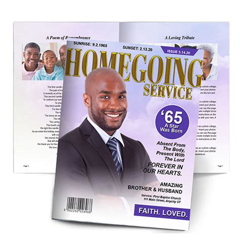 Homegoing Service Magazine Style Funeral Booklet Template The Funeral